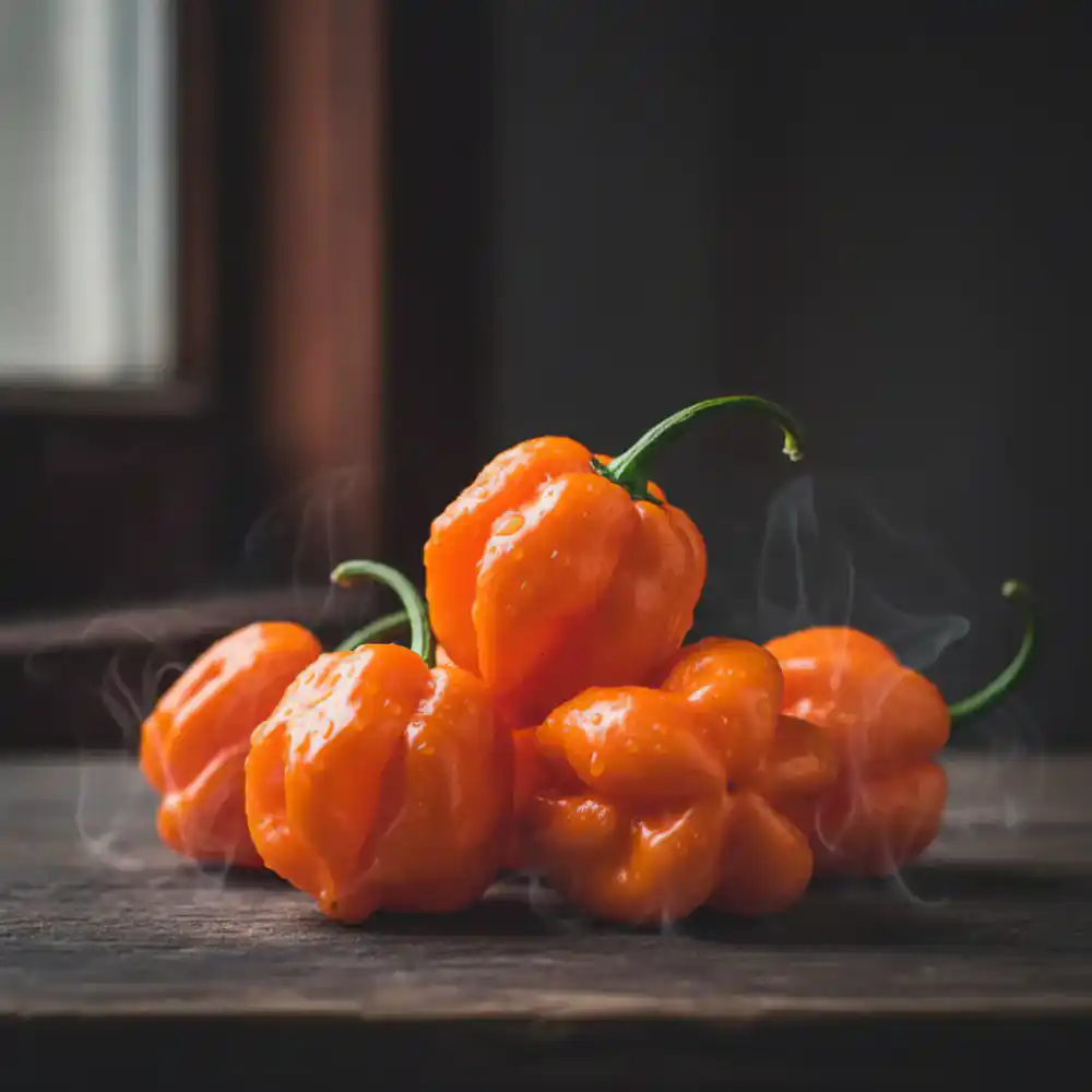 Bright orange habanero peppers