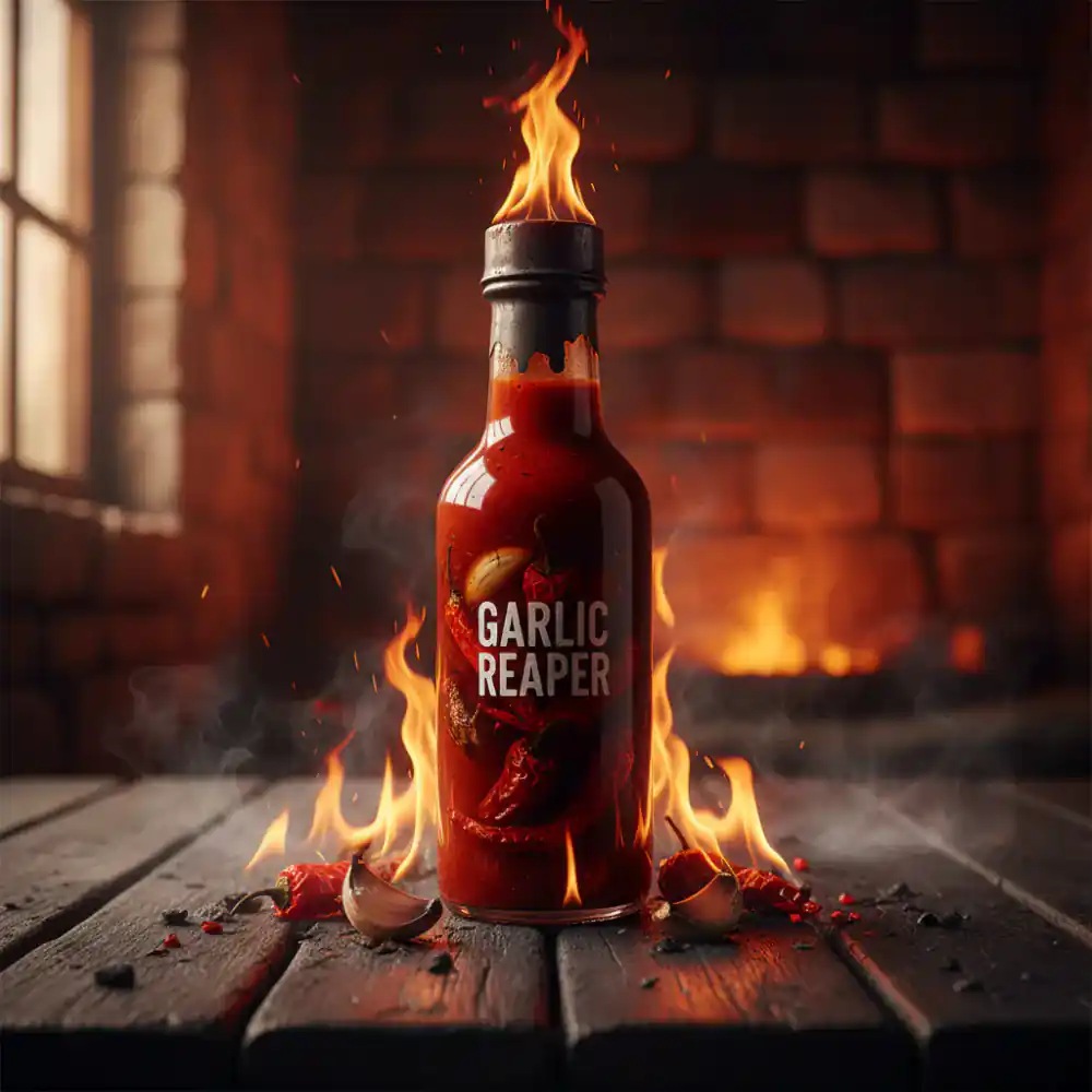Bottle of Garlic Reaper sauce