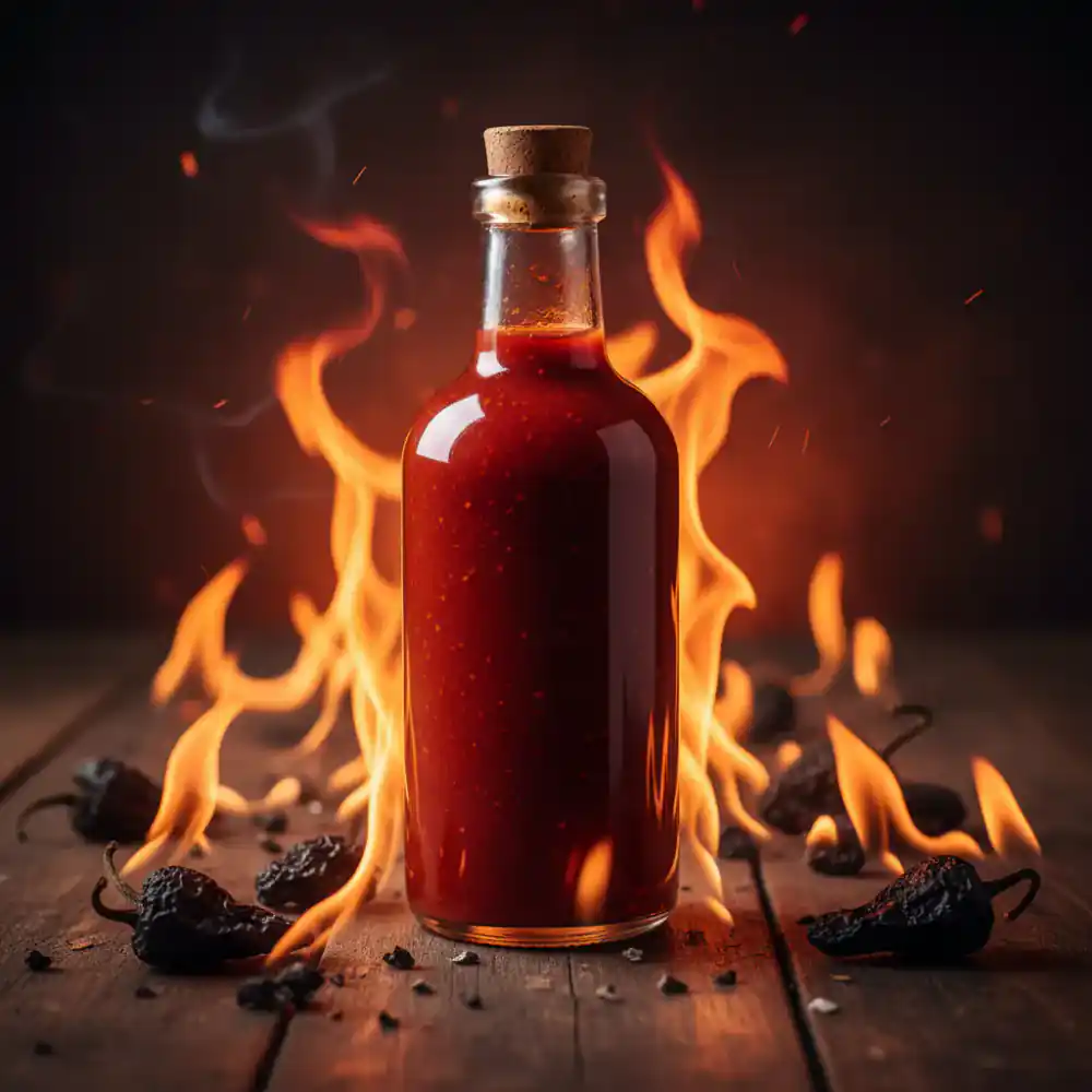 Bottle of extreme ghost pepper hot sauce